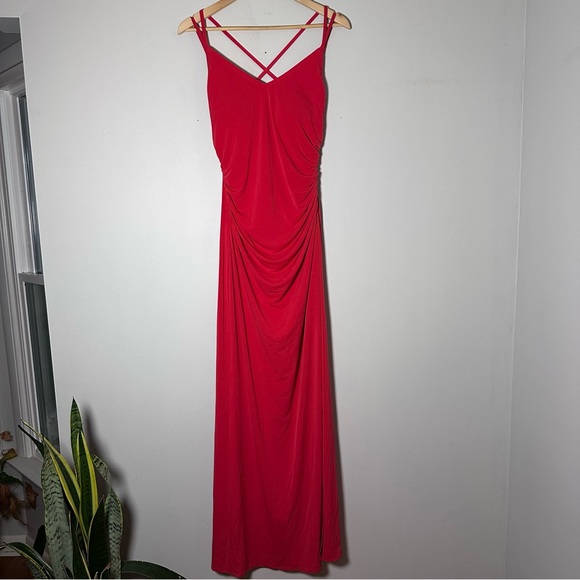 Laundry By Shelli Segal Formal Open Back Red Maxi Sleeveless Dress Size 6 - Picture 1 of 9